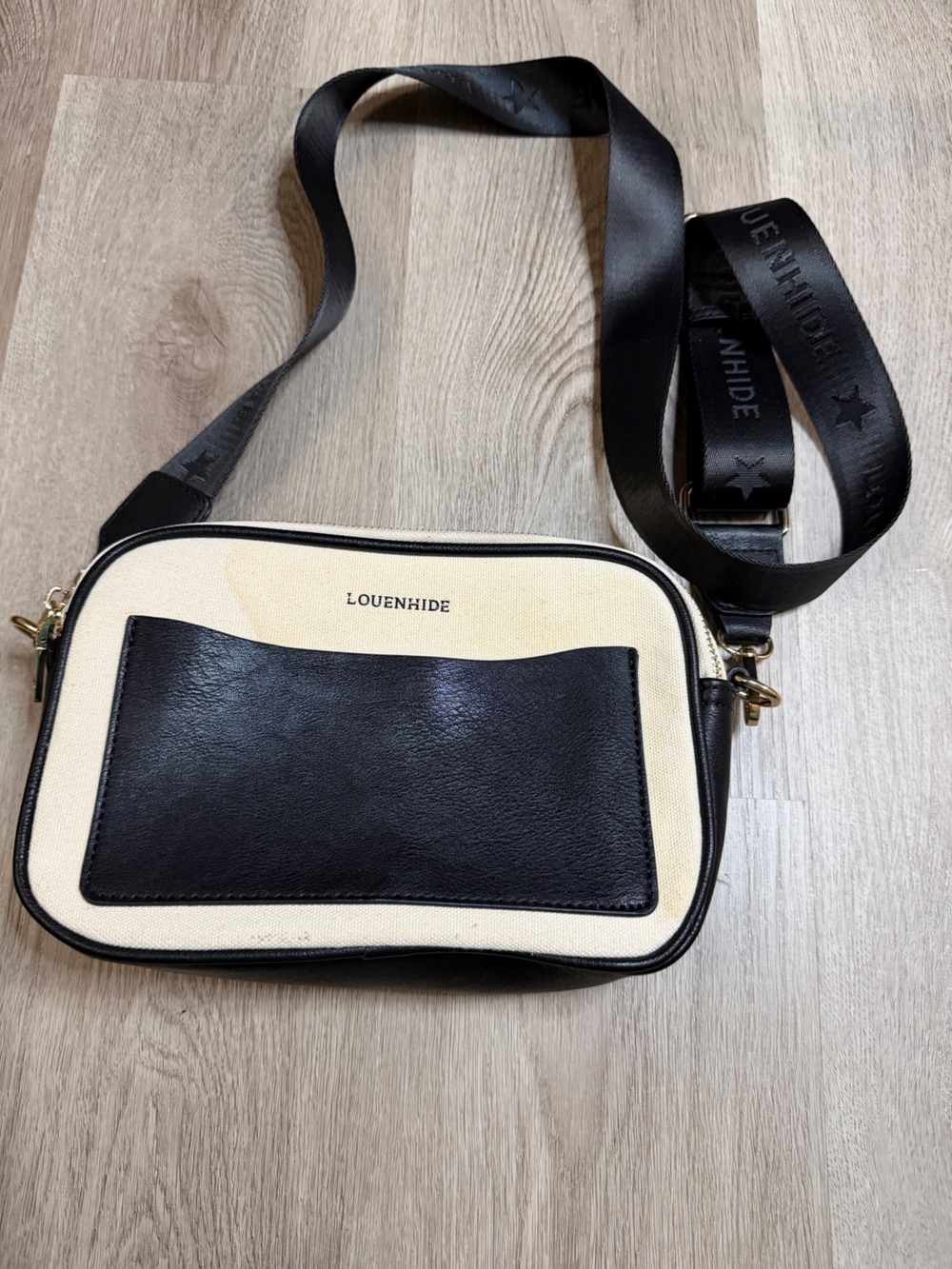 Louenhide Black & Cream Crossbody Messenger Bag
